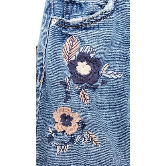 SOLD☆MNG Floral Embroidered Denim Mini Skirt XXS - Picture 4 of 6